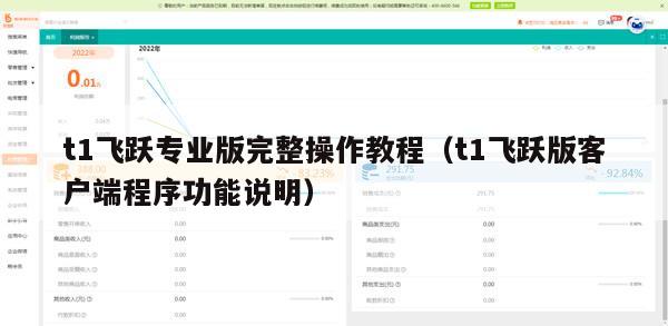 t1飞跃专业版完整操作教程（t1飞跃版客户端程序功能说明）