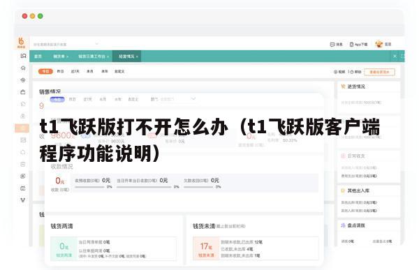 t1飞跃版打不开怎么办（t1飞跃版客户端程序功能说明）