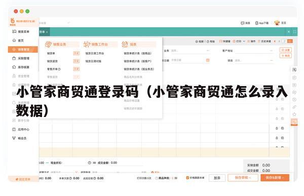小管家商贸通登录码（小管家商贸通怎么录入数据）