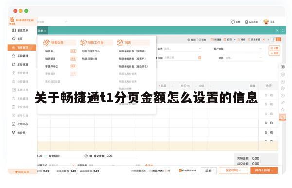 关于畅捷通t1分页金额怎么设置的信息