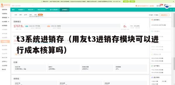 t3系统进销存（用友t3进销存模块可以进行成本核算吗）