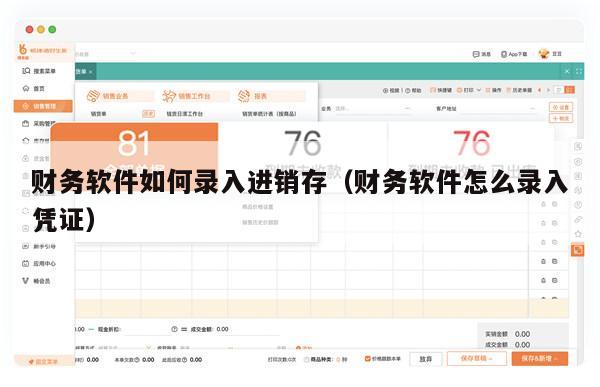 财务软件如何录入进销存（财务软件怎么录入凭证）