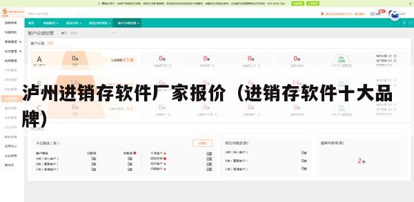 泸州进销存软件厂家报价（进销存软件十大品牌）