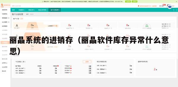 丽晶系统的进销存（丽晶软件库存异常什么意思）