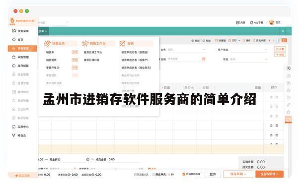 孟州市进销存软件服务商的简单介绍