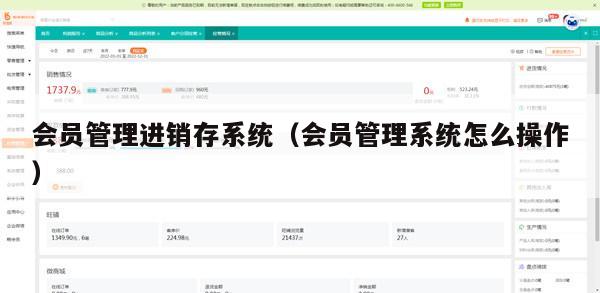 会员管理进销存系统（会员管理系统怎么操作）