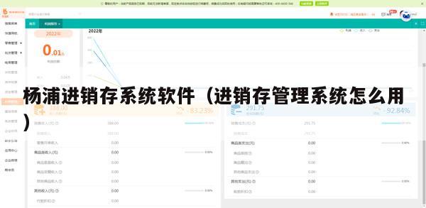 杨浦进销存系统软件（进销存管理系统怎么用）