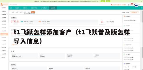 t1飞跃怎样添加客户（t1飞跃普及版怎样导入信息）